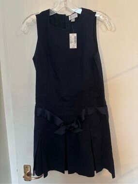 The Children's Place Navy Sleeveless Bow-Front Pleated School Dress. Size 14.